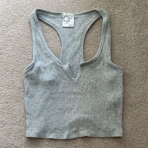 Aerie Gray Ribbed Tank Top